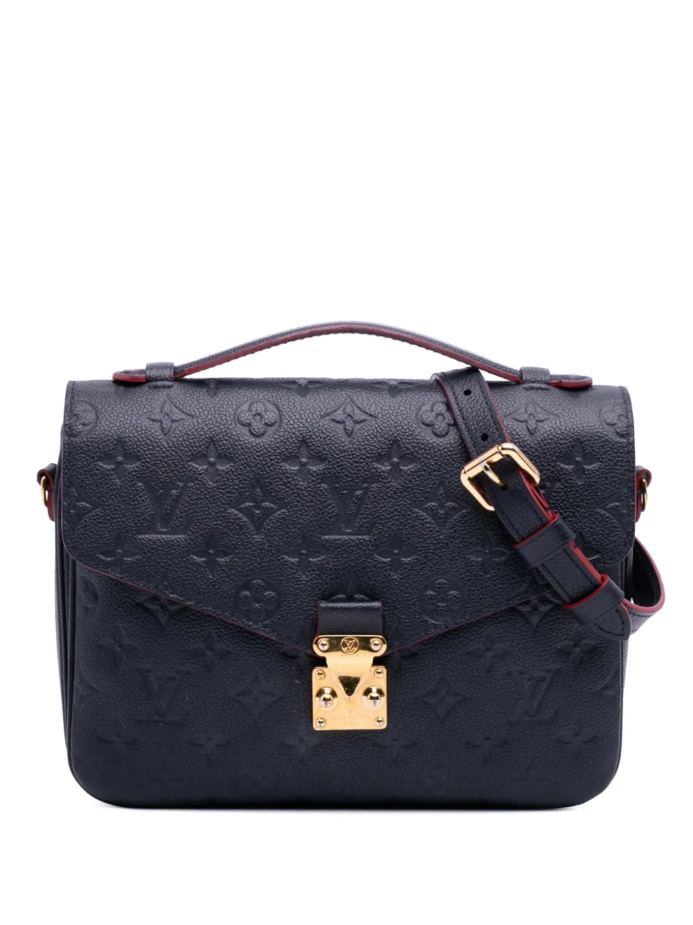 Pre-owned Louis Vuitton 2019 Monogram Empreinte Pochette Metis Satchel In Blue