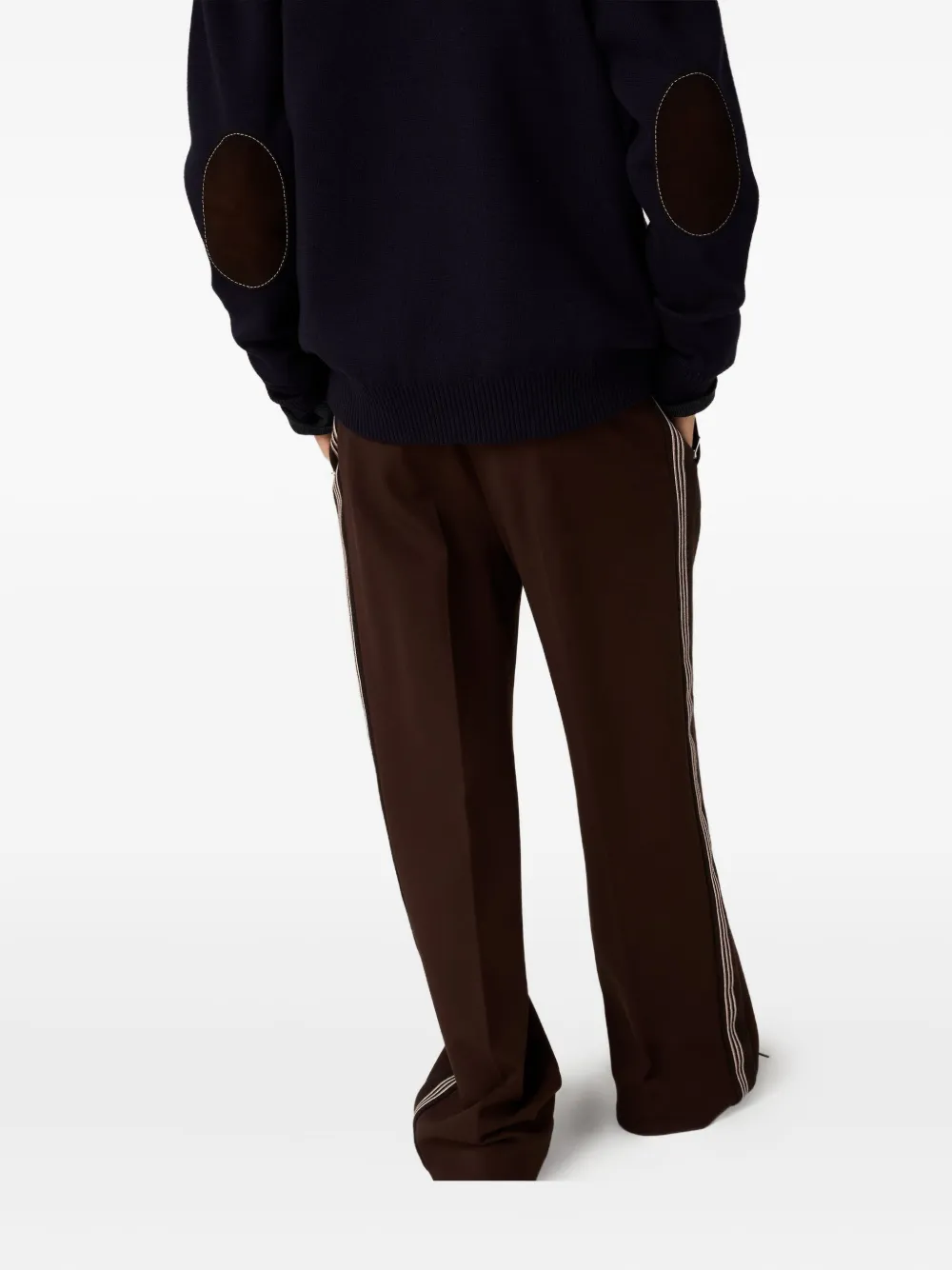 Miu Miu Leather-panel Wool Cardigan In Blue
