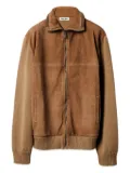 Miu Miu suede-insert ribbed cardigan - Brown