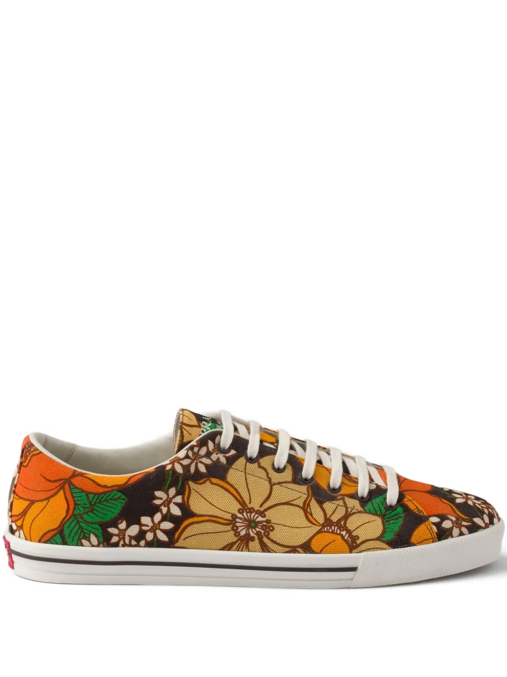 Prada Canvas sneakers met bloemenprint Bruin