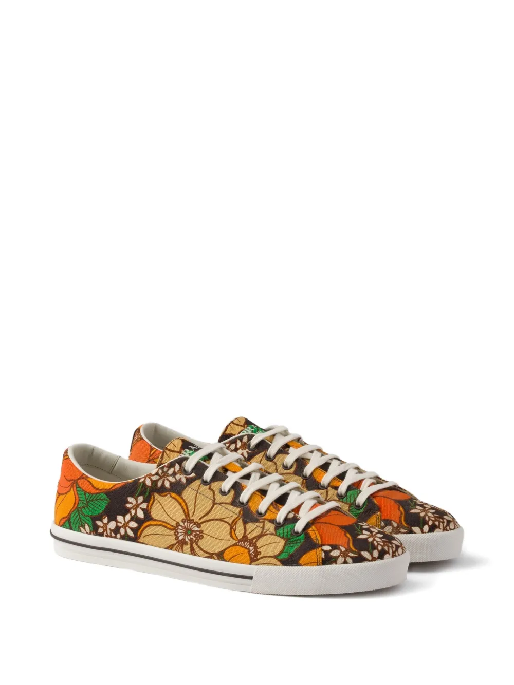 Prada Canvas sneakers met bloemenprint Bruin