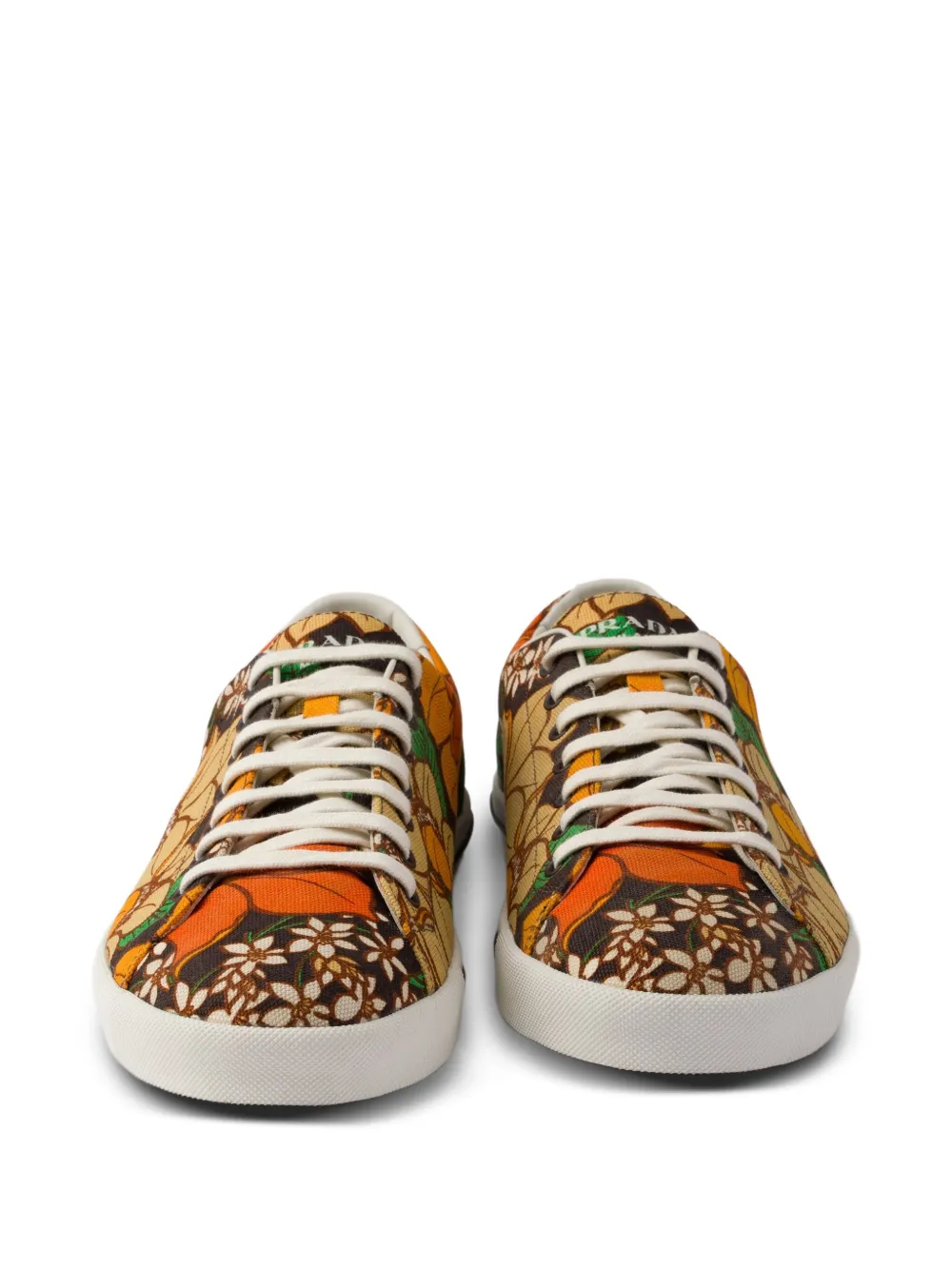 Prada Canvas sneakers met bloemenprint Bruin
