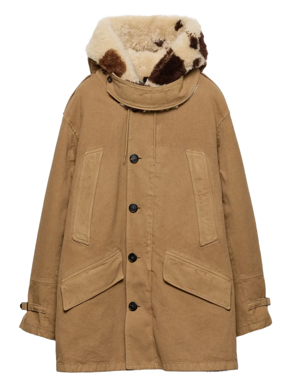 Prada hooded shearling-trimmed parka | Neutrals | Image 1