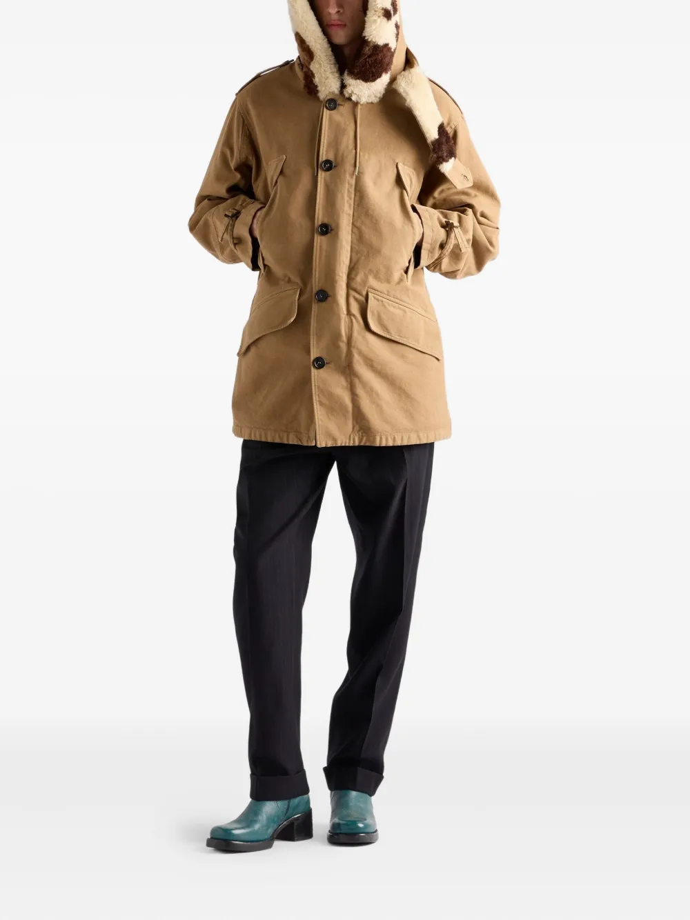 Prada hooded shearling-trimmed parka | Parkas | Image 2