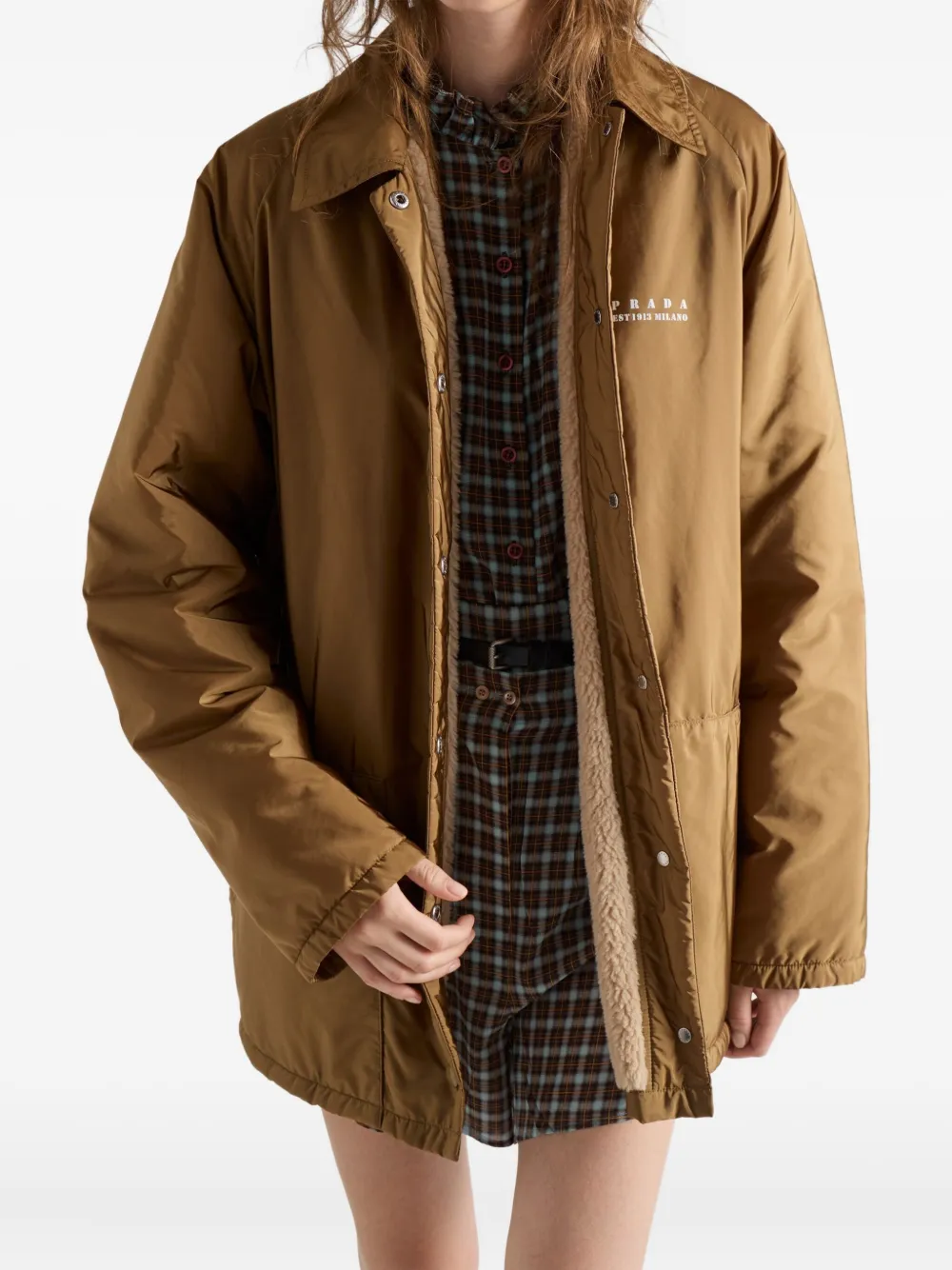 Prada Lightweight Re-nylon Blouson Jacket In Brown