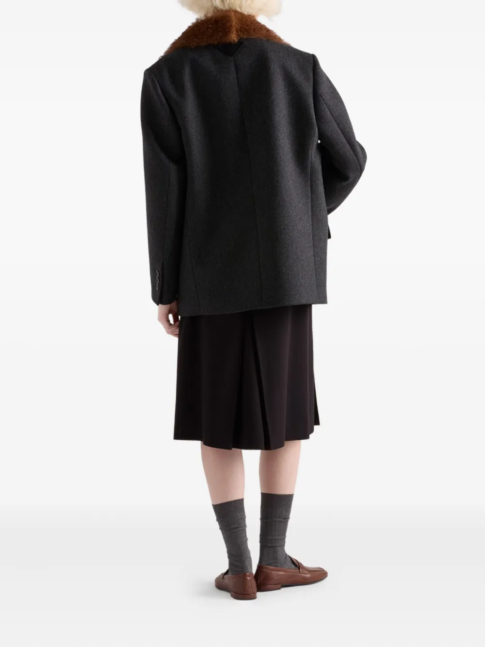 Prada Midi-jurk met geplooid vlak Zwart