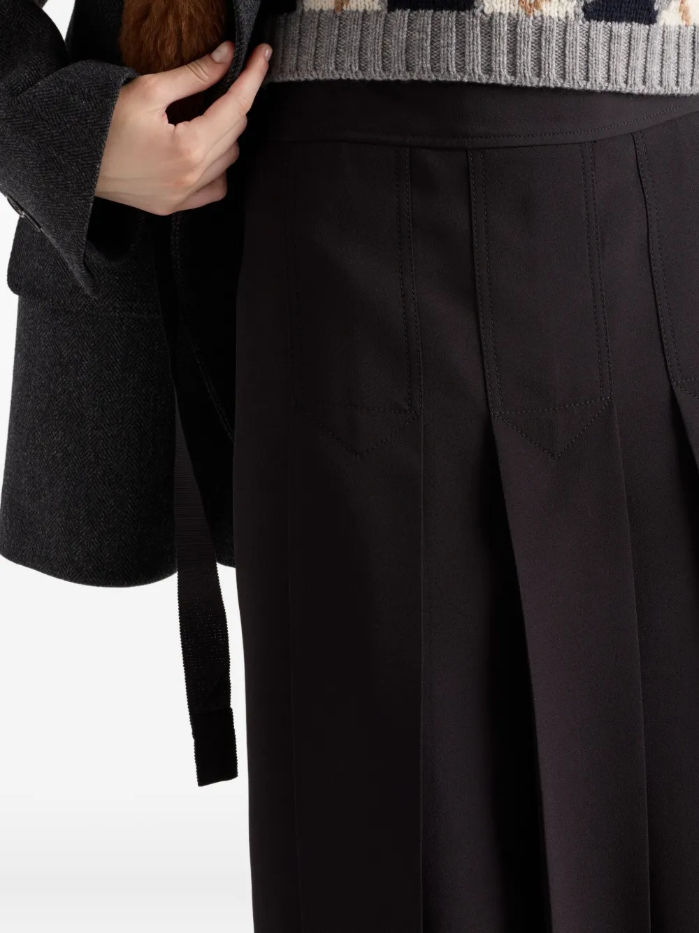 Prada Midi-jurk met geplooid vlak Zwart