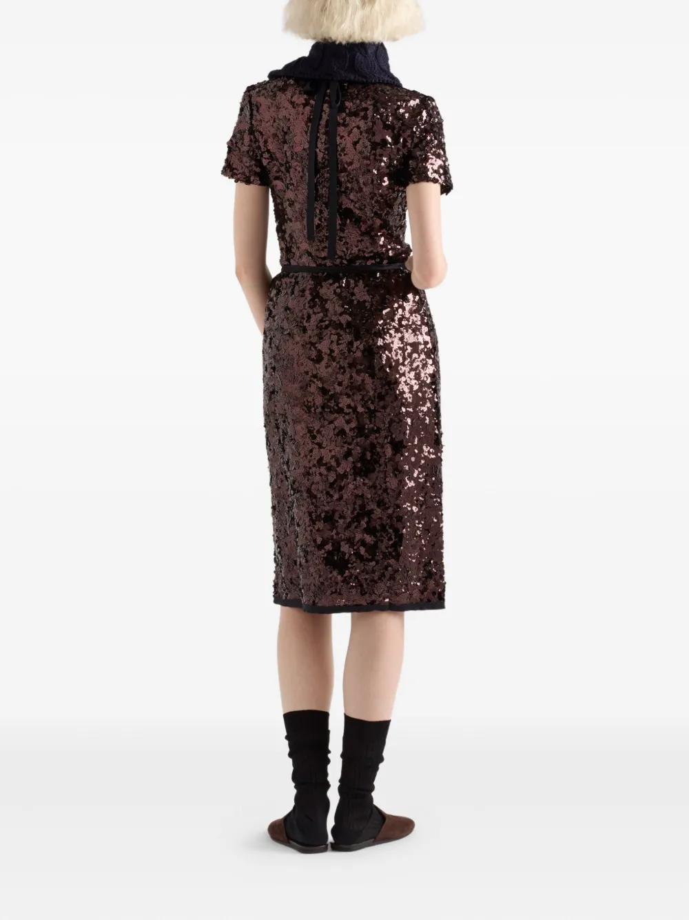 Prada sequin-embellished ribbon-tied skirt Bruin