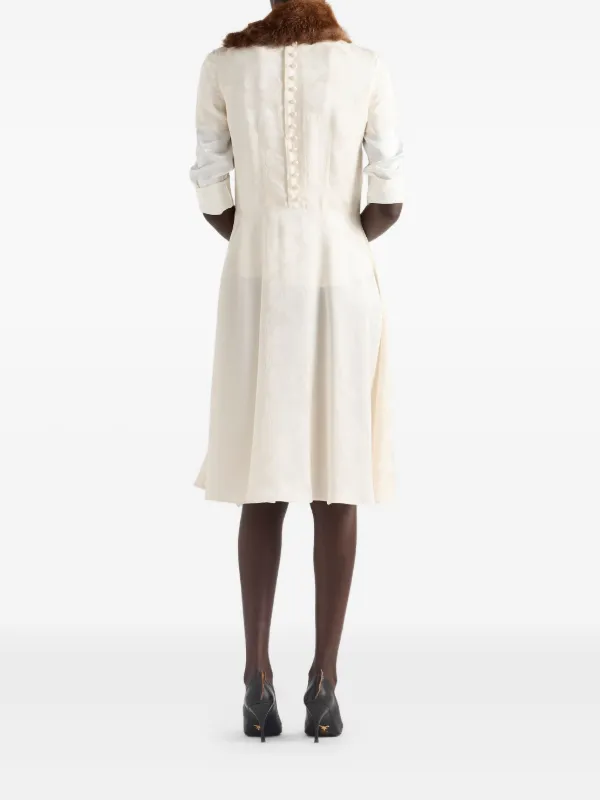 Prada Floral Jacquard Midi Dress | Neutrals | FARFETCH