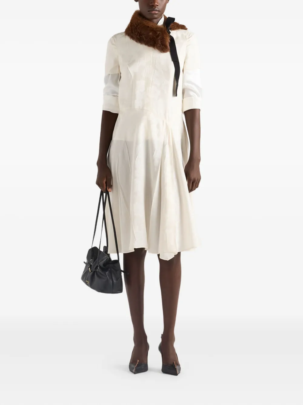 Prada floral jacquard midi dress - Wit