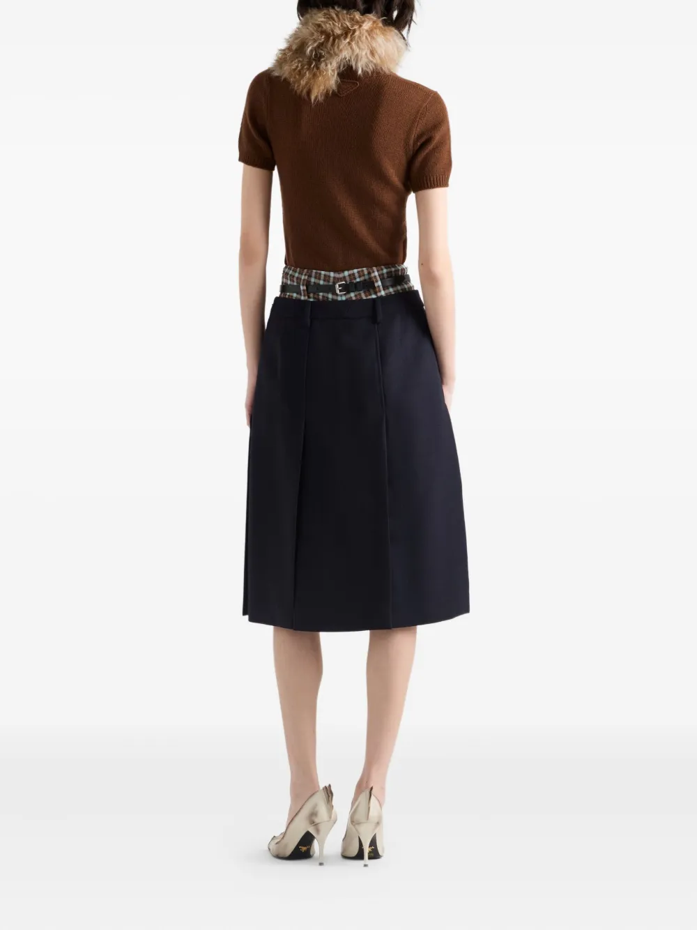 Prada Short-sleeved Cashmere Sweater In Brown