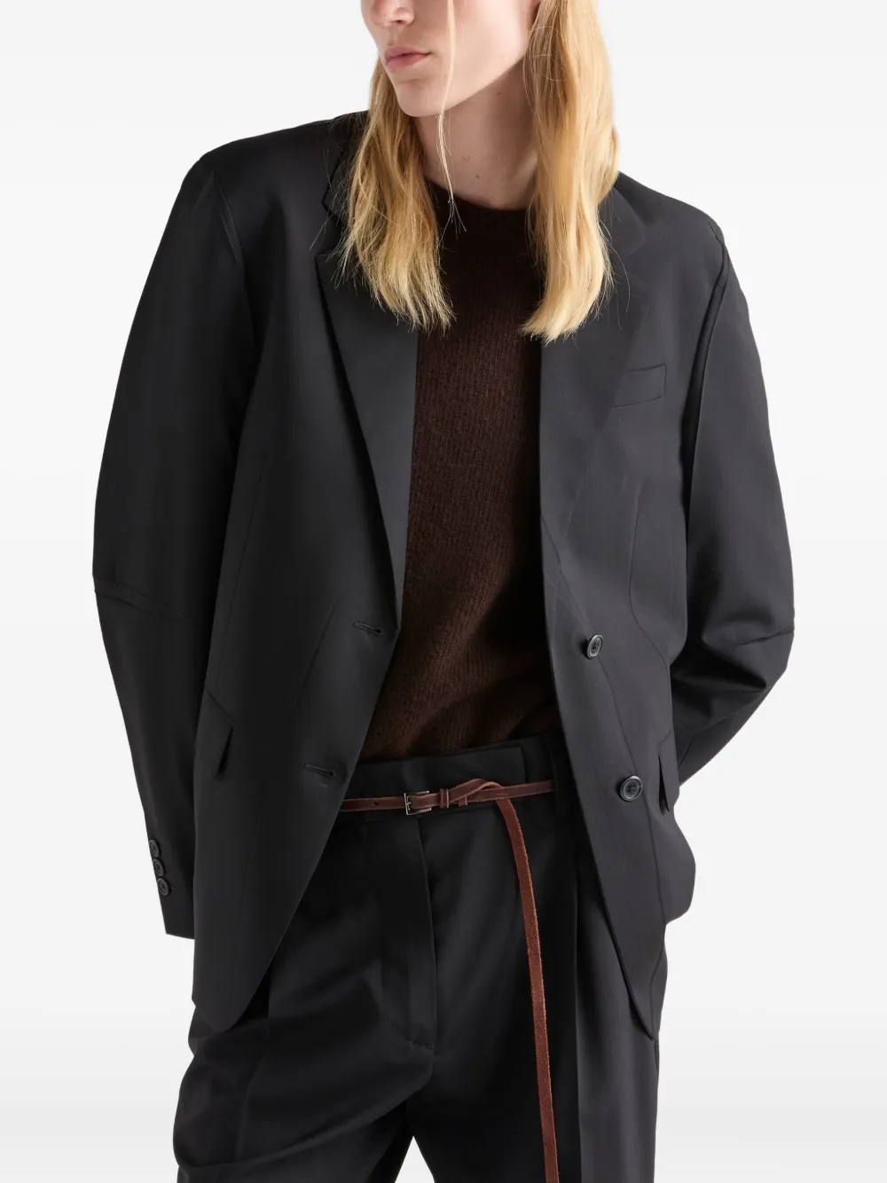 Prada notch-lapel wool blazer Zwart