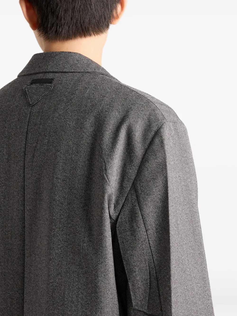 Prada Einreihiger Mantel Aus Wolle In Gray
