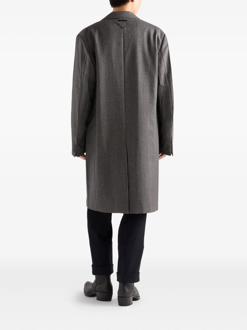 Prada Einreihiger Mantel Aus Wolle In Gray