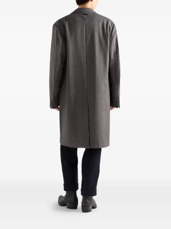 Prada ノッチドラペル ウールコート | グレー | FARFETCH JP