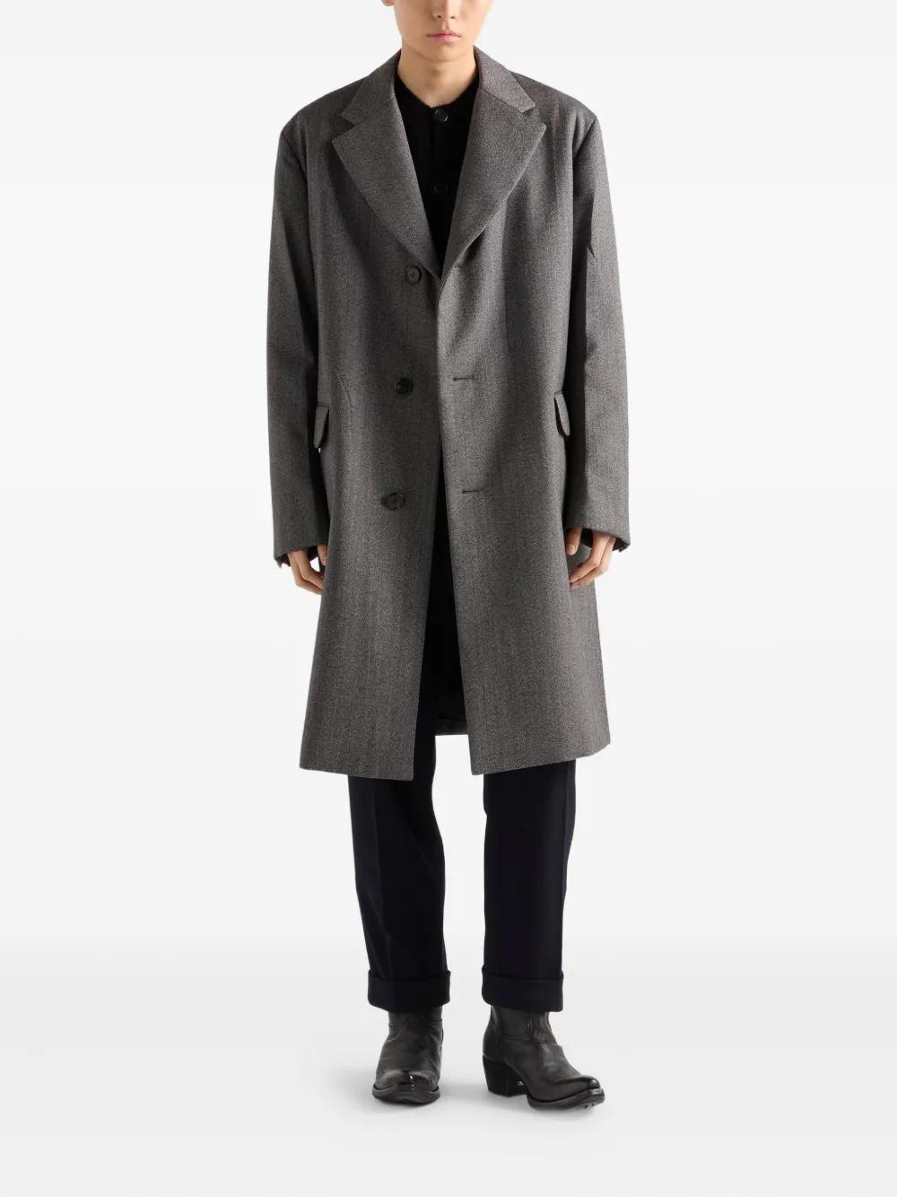 Prada notch-lapel wool coat | Single Breasted Coats | Image 2