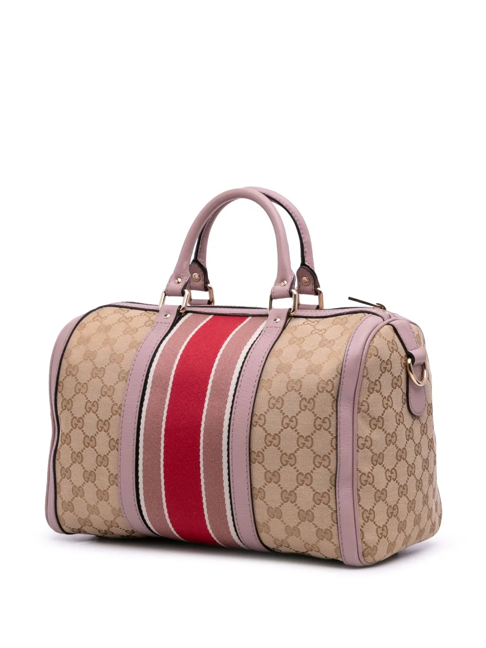 Pre-owned Gucci 2016-2025 Gg Canvas Web Joy Boston Bag Satchel In Brown