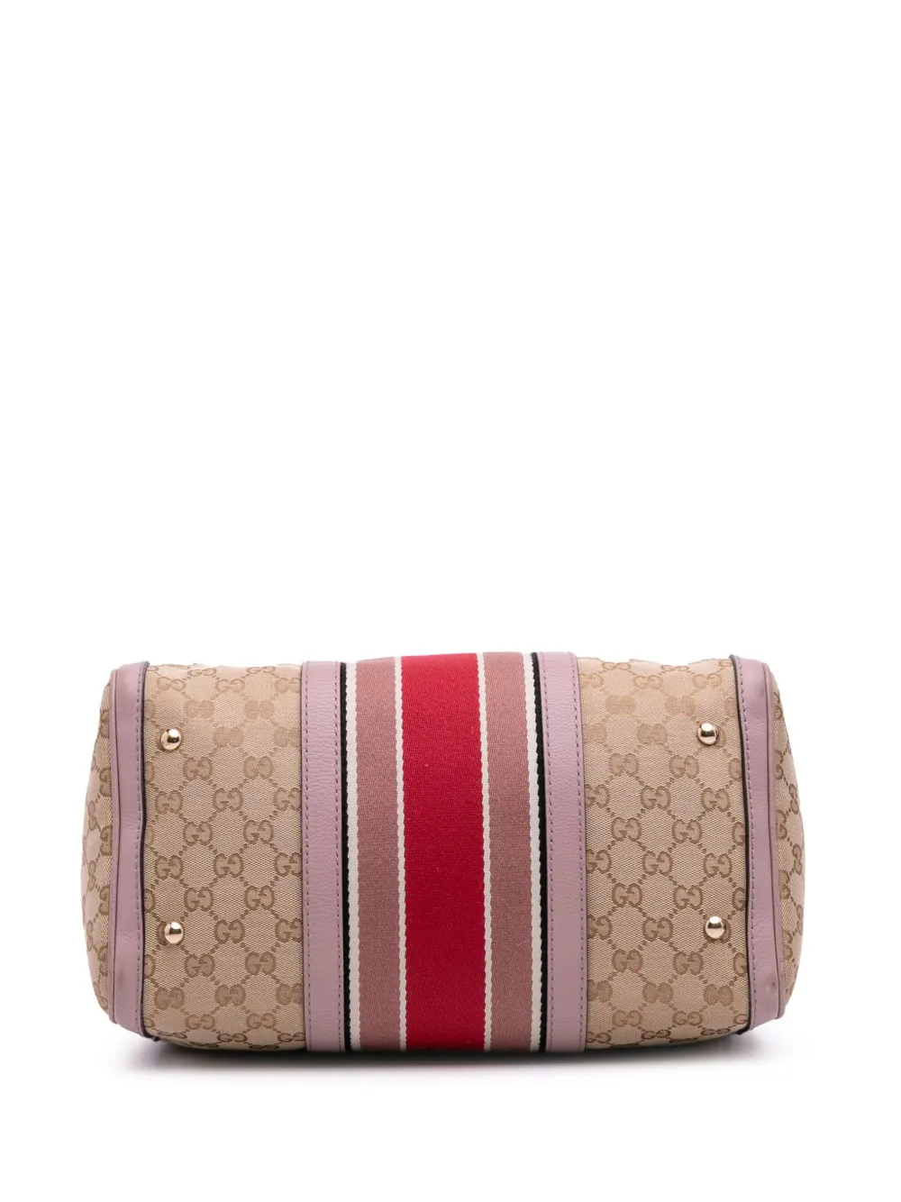 Pre-owned Gucci 2016-2025 Gg Canvas Web Joy Boston Bag Satchel In Brown