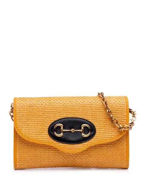 Gucci Pre-Owned 2016-2025 Raffia Horsebit 1955 Chain crossbody bag