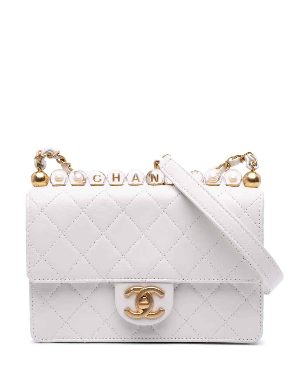 2020 Medium Chic Pearls Lambskin Flap crossbody bag