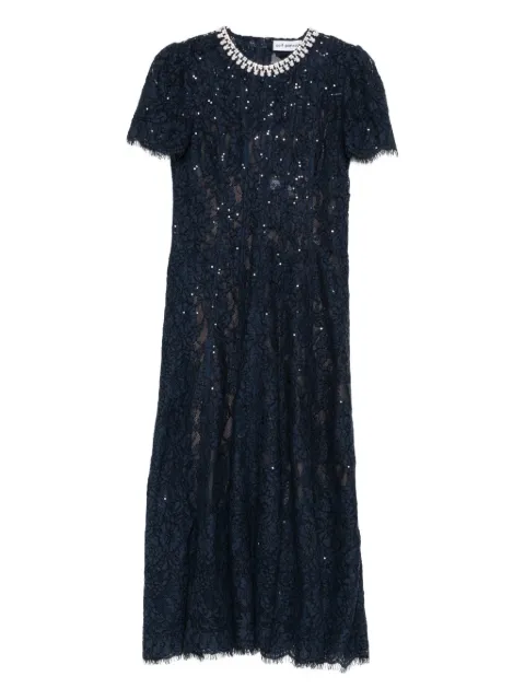Self-Portrait sequin-embellished lace dress