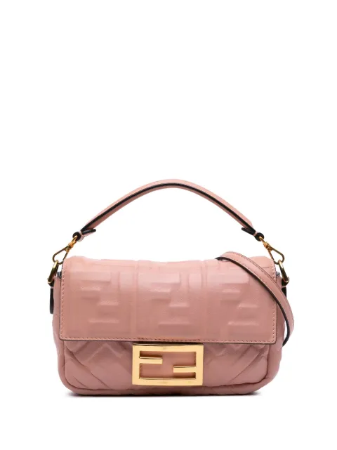 Fendi Pre-Owned 2010-2025 Mini Zucca Embossed Leather Baguette satchel
