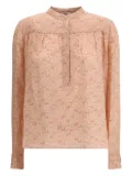 Kristina Ti foliage-print stand-up collar blouse - Pink