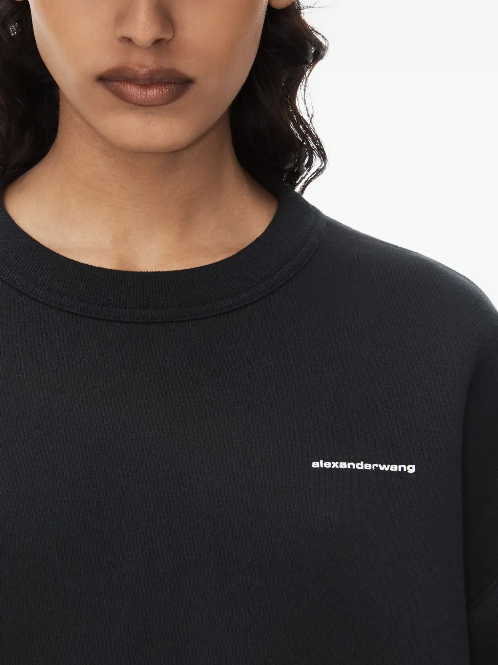 Alexander Wang Crewneck Pullover In Dense Fleece In Black