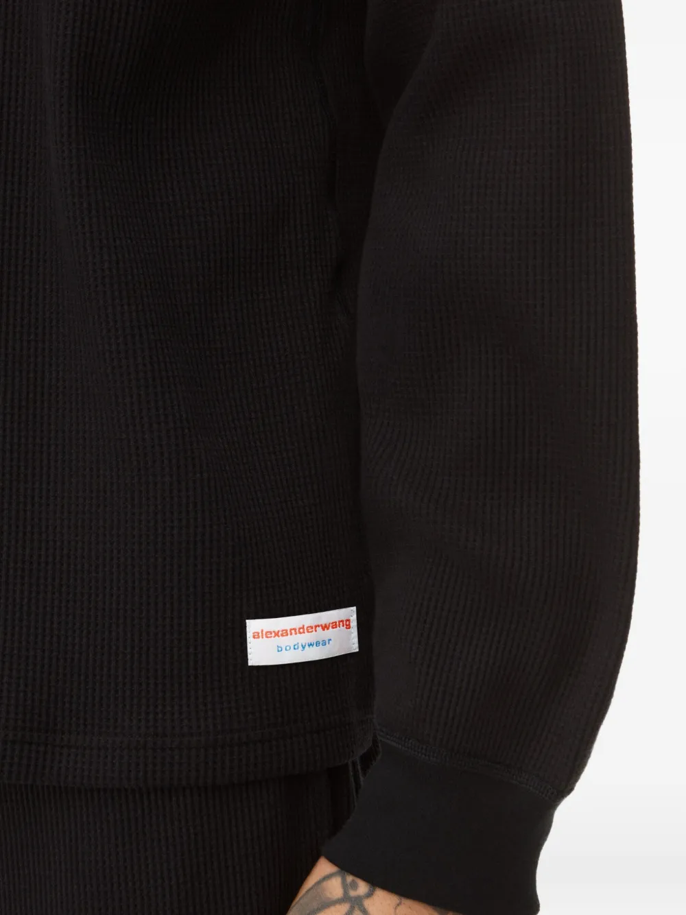 Alexander Wang Unisex Long Sleeve In Cotton Waffle Thermal In Black