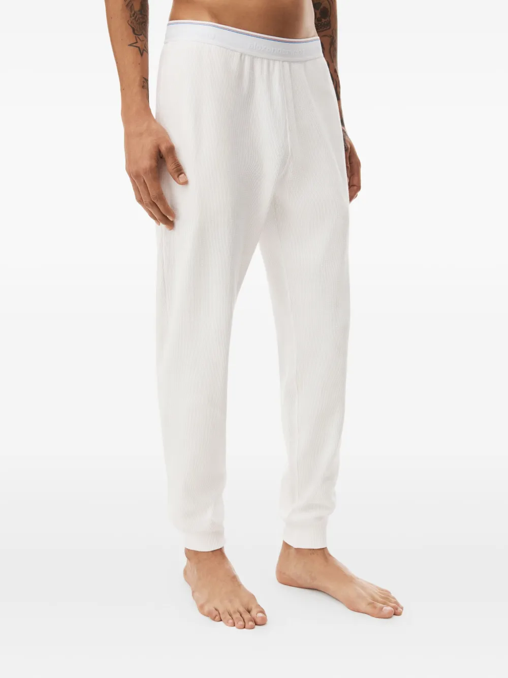 Alexander Wang Waffle Elasticated-waist Track Pants In White