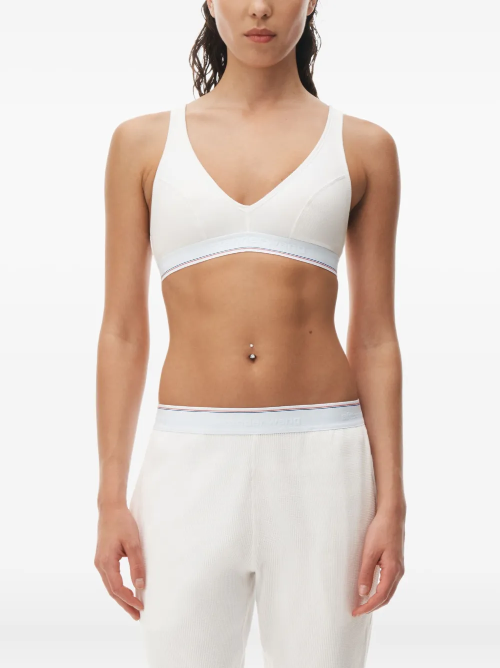 Alexander Wang Waffle Elasticated-waist Track Pants In White