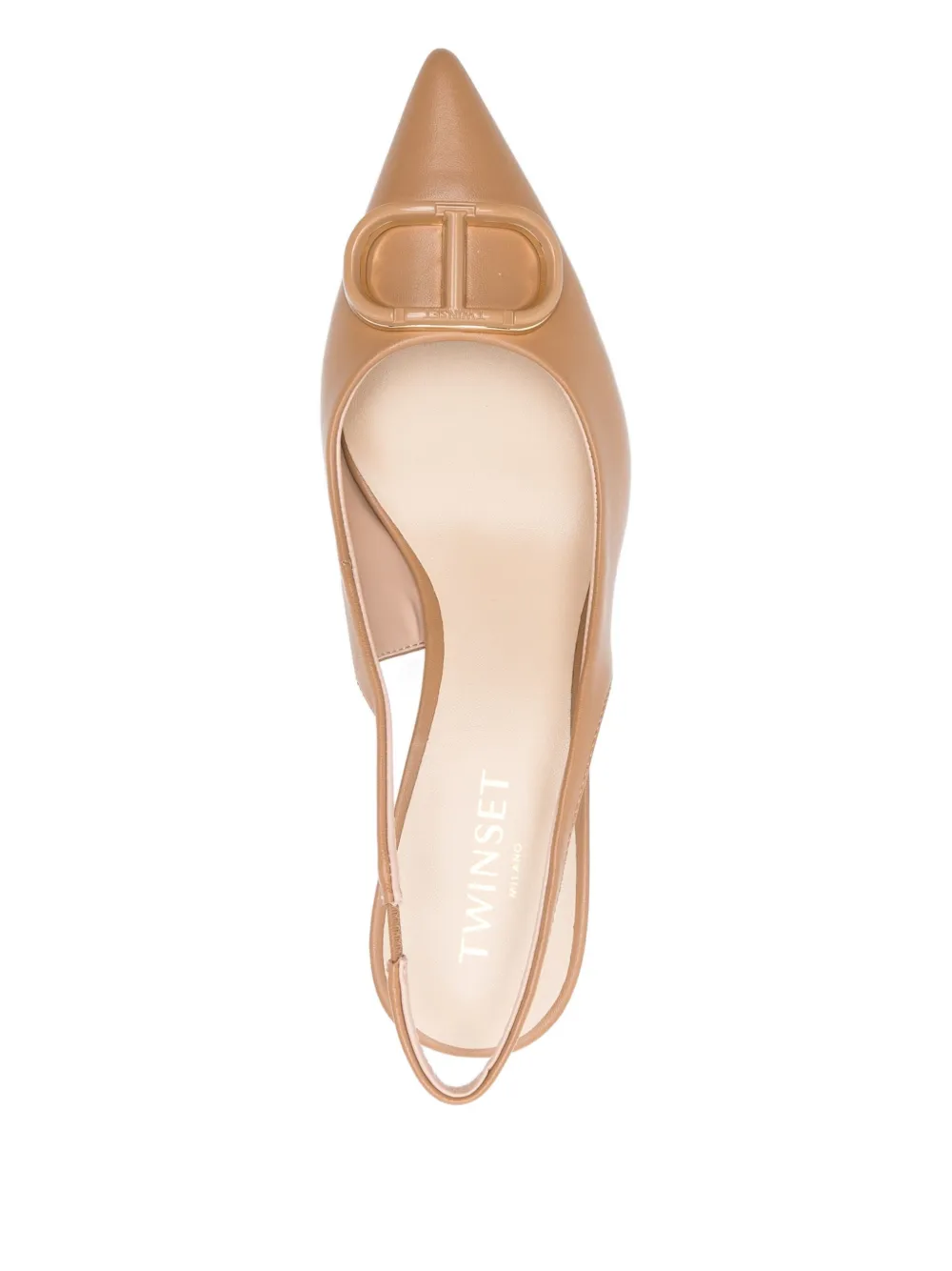 TWINSET 75mm slingback leather pumps Brown