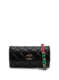 CHANEL Pre-Owned 2021 CC Quilted Shiny Lambskin Ribbon Long Clutch on Chain crossbody bag - Black