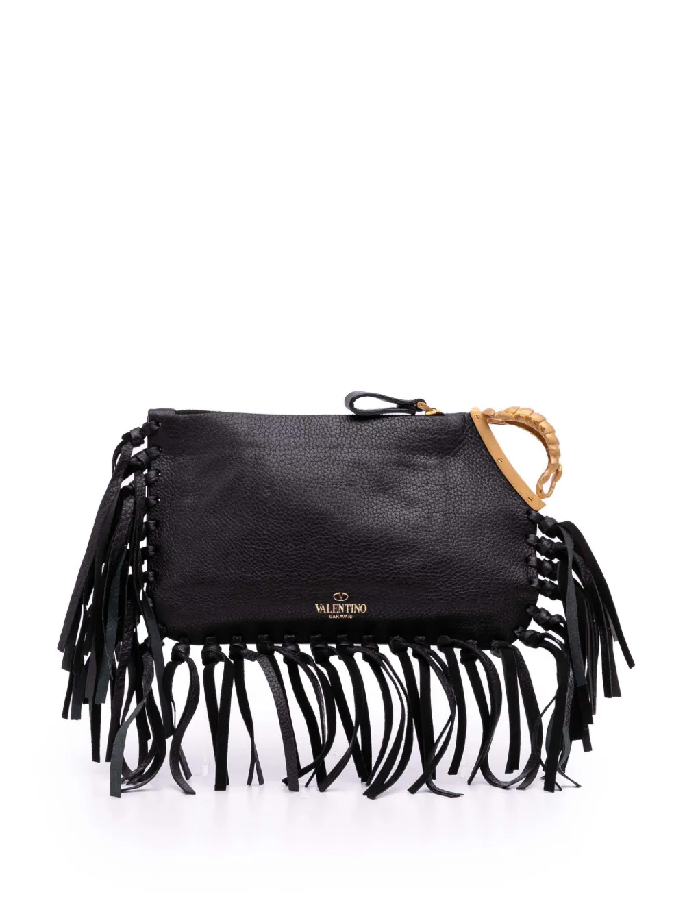 2000-2017 Grained Calfskin C Rockee Zodiac Fringe clutch bag
