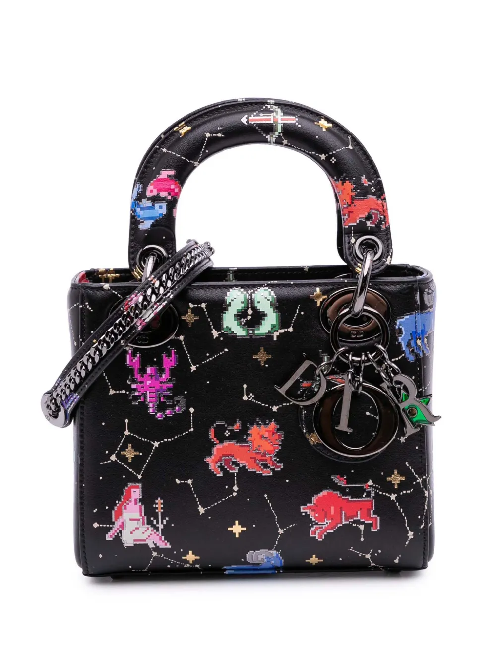 Christian Dior Pre-Owned 2022 Mini Calfskin Pixel Zodiac Lady Dior satchel | Black | Image 1