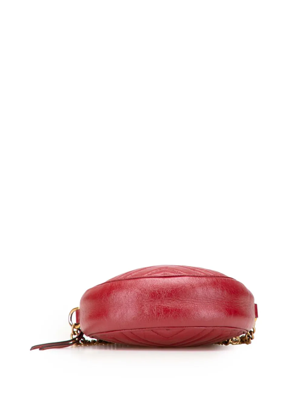 Pre-owned Gucci 2016-2025 Mini Gg Marmont Matelasse Leather Round Crossbody Bag In Red