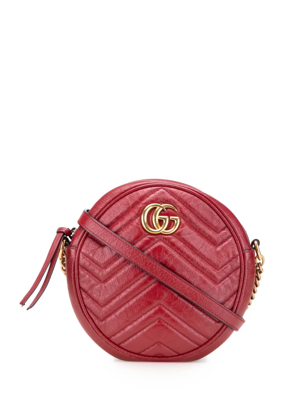 Gucci Pre-Owned 2016-2025 Mini GG Marmont Matelasse Leather Round Gucci Pre-Owned 2016-2025 Mini GG Marmont Matelasse Leather Round