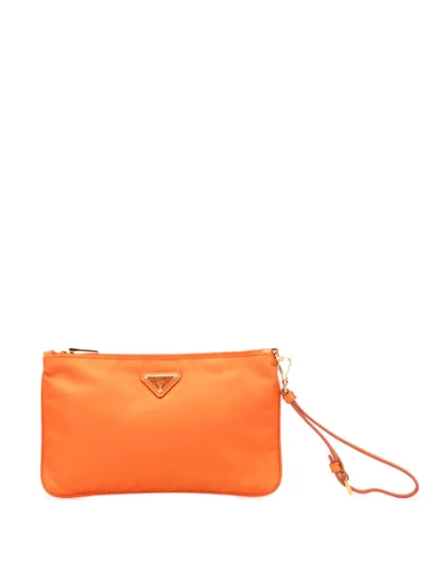 Prada Pre-Owned 2000-2013 Saffiano Trimmed Tessuto Wristlet Zip pouch