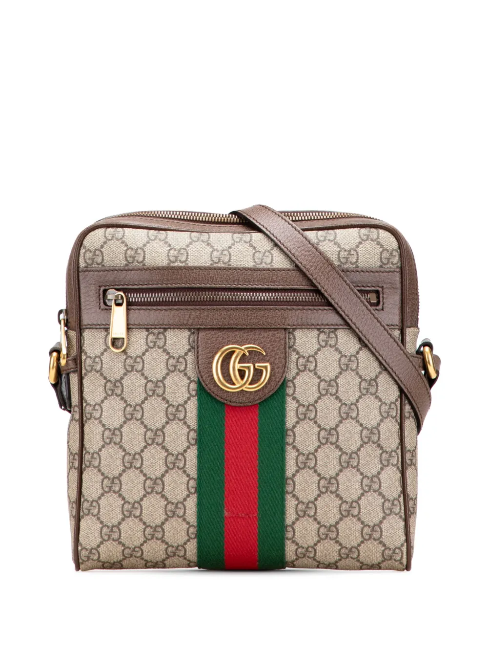 Gucci Pre-Owned 2016-2025 Small GG Supreme Web Ophidia Messenger Bag crossbody bag | Brown | Image 1