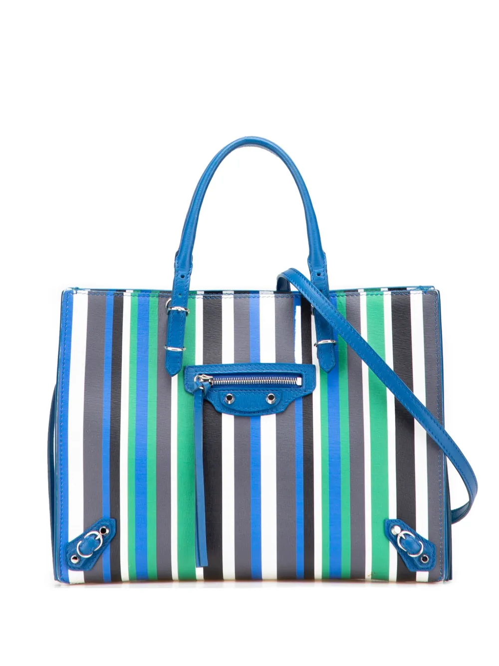 2017 Mini Leather Striped Papier A6 Zip Around satchel