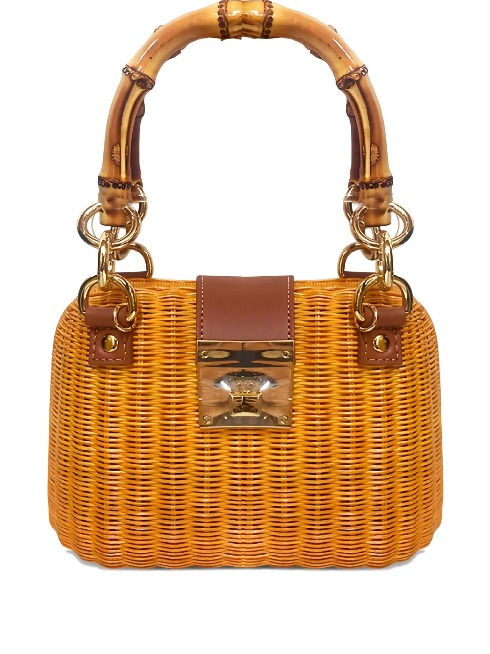 SERPUI Cristal bamboo-handle wicker bag | Brown | Image 1