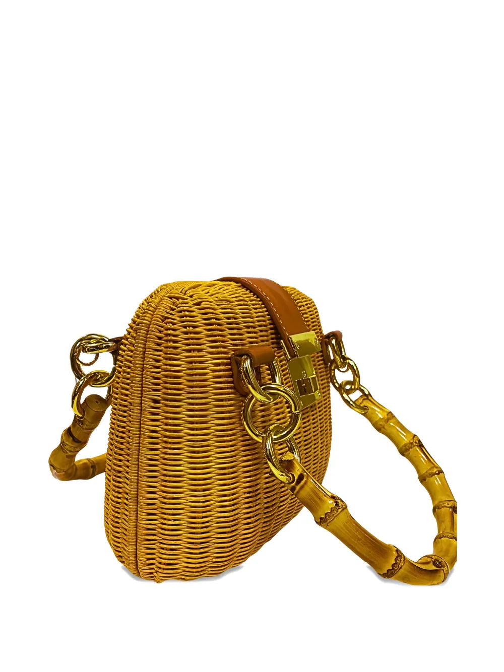 Serpui Cristal Bamboo-handle Wicker Bag In Brown