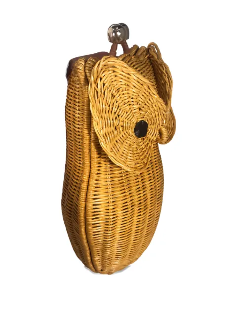SERPUI owl wicker clutch bag