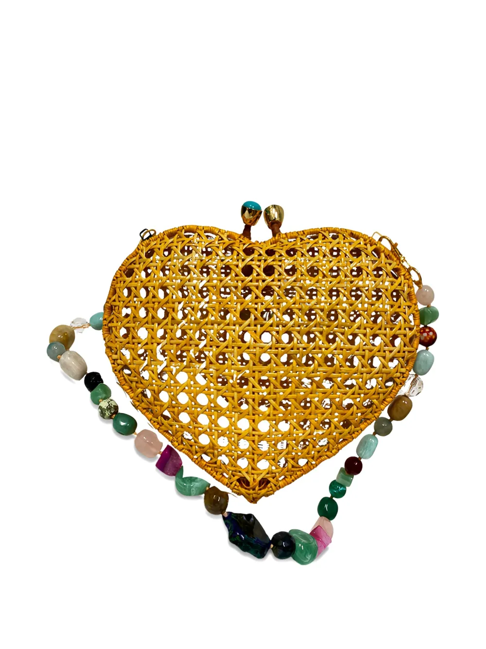 Serpui Passionate Heart Wicker Bag In Brown