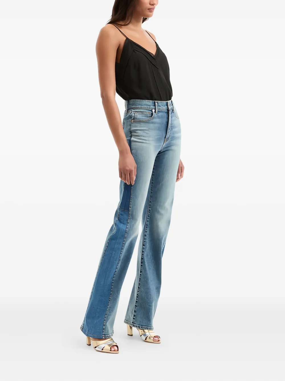 Veronica Beard Beverly High-rise Skinny Flare Patchwork Jeans In Blue