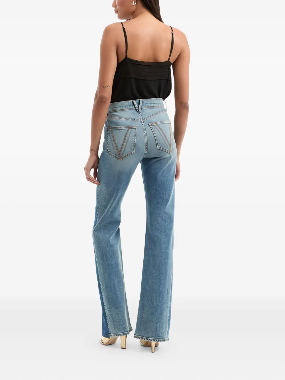 Veronica Beard Beverly High-rise Skinny Flare Patchwork Jeans In Blue