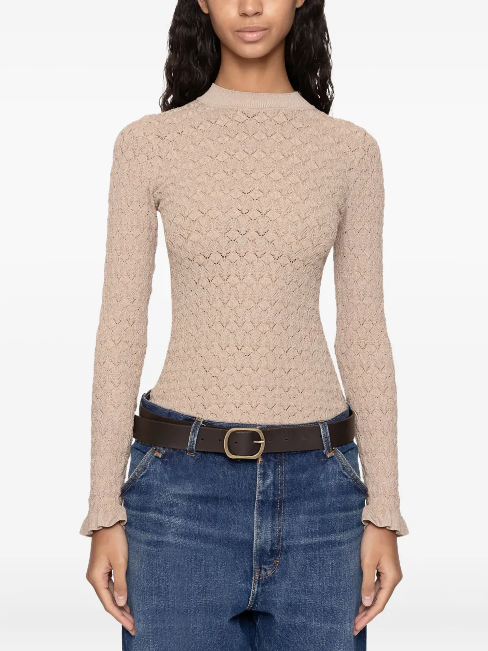 Sea textured-knit long-sleeve sweater | Neutrals | Image 1