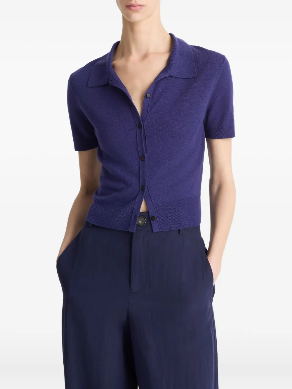 Vince buttoned short-sleeve cardigan | Purple | Image 1