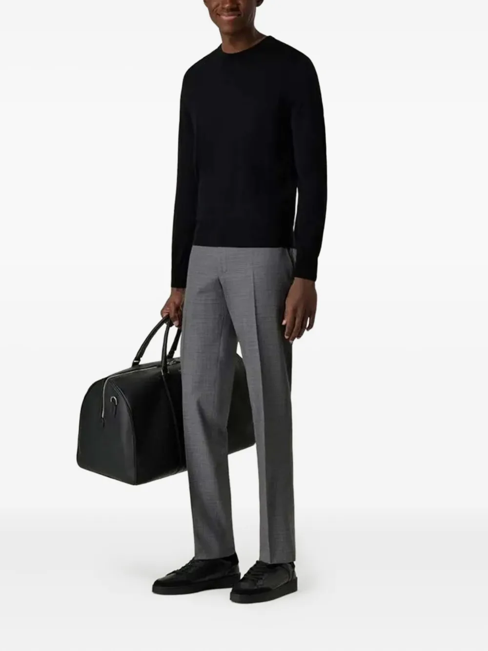 Canali crew-neck wool sweater Zwart