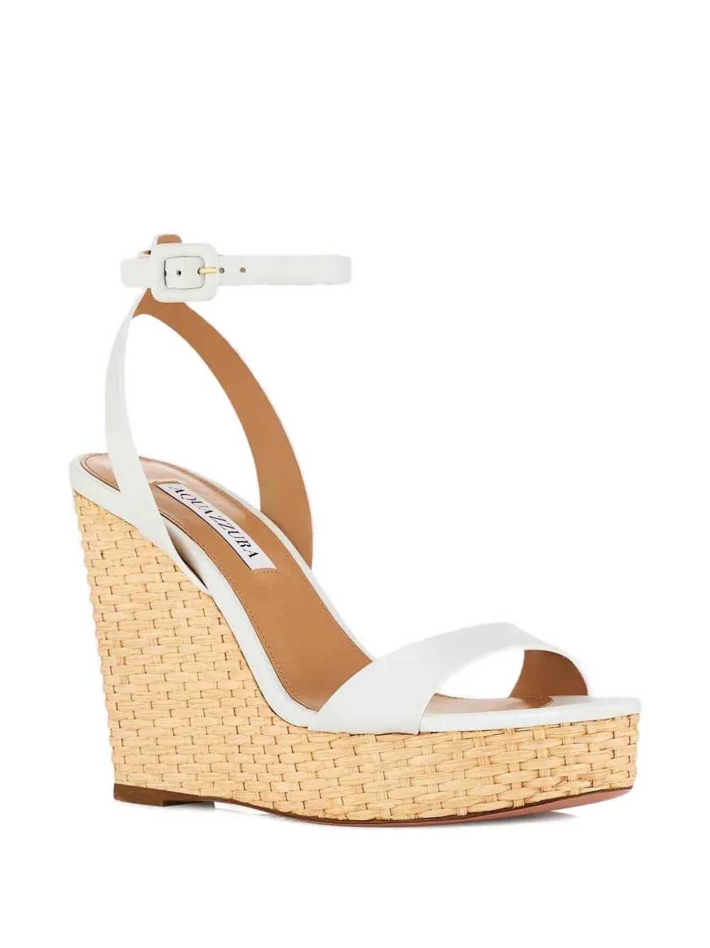 Aquazzura 110mm Sunseeker leather wedge espadrilles White